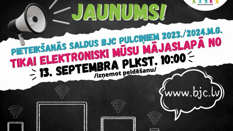 JAUNUMS! Pieteikšanās Saldus BJC pulciņiem šogad notiks elektroniski mūsu mājaslapā