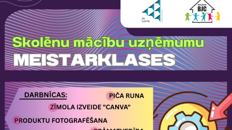 30.oktobrī notiks Saldus novada skolēnu mācību uzņēmumu meistarklases