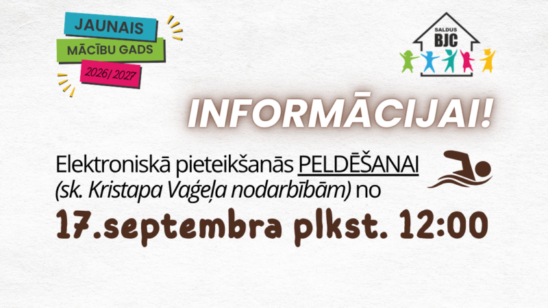 Informācija par pieteikšanos peldēšanai (sk. K. Vaģeļa nodarbībām)